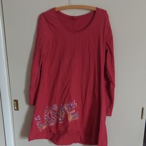 Women's Red Long Sleeve Top